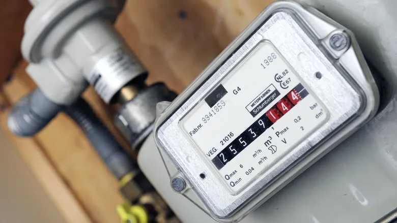 Close-up van een G4 balgmeter met meterstand